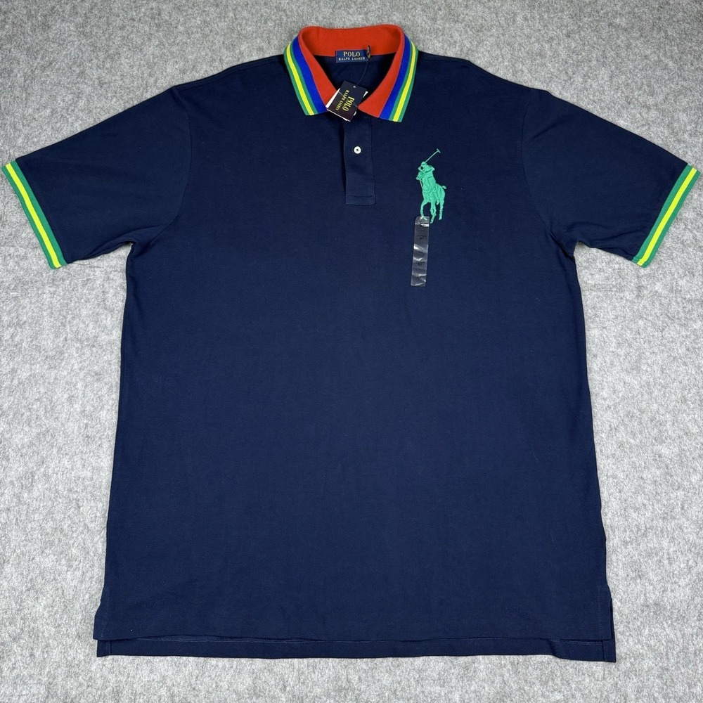 Polo Ralph Lauren NWT Big & Tall Navy Classic Fit Big Pony Mesh Polo Shirt 2XLT